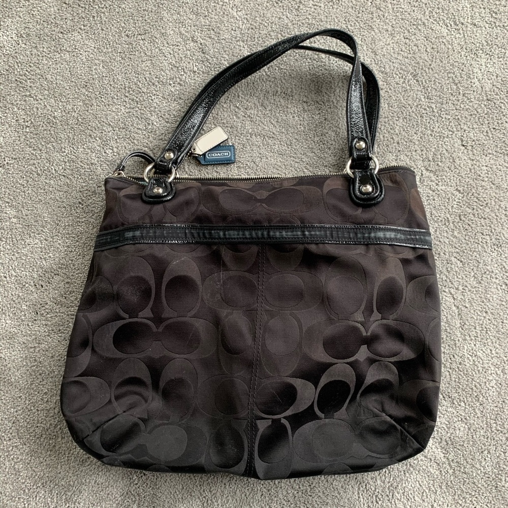 COACH POPPY SATEEN SIGNATURE GLAM TOTE